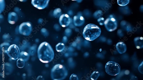 Wallpaper Mural Abstract background of sparkling clear water droplets in motion against a deep blue backdrop, symbolizing purity, freshness, and hydration. Torontodigital.ca