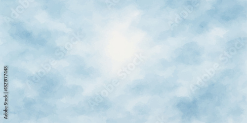 Beautiful blue sky background with white fluffy cumulus clouds on a sunny summer day