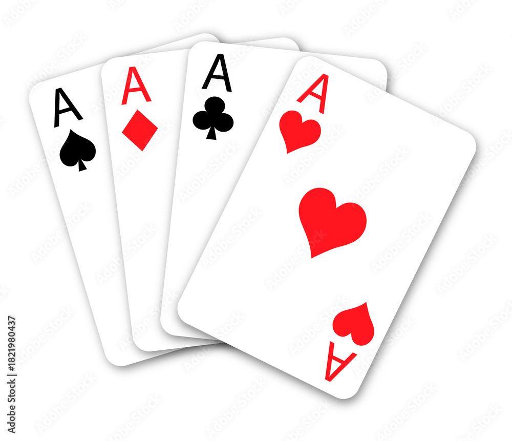 Obraz premium Set of playing cards. Vector four aces
