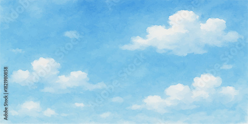 Bright blue sky background with beautiful white fluffy clouds