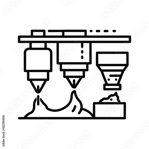 Industrial automation machine icon extruding material process