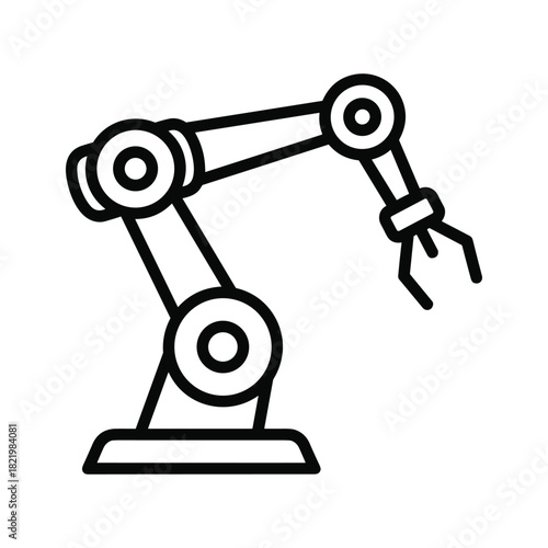 Industrial robotic arm outline icon illustrating automation technology