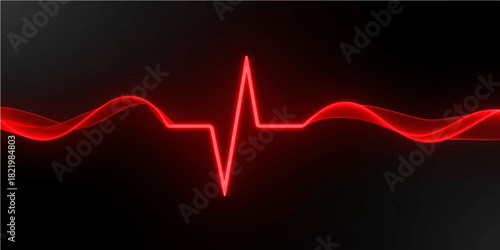 Medical EKG heartbeat wave on digital hospital monitor or vibrant red love cardiogram pulse line