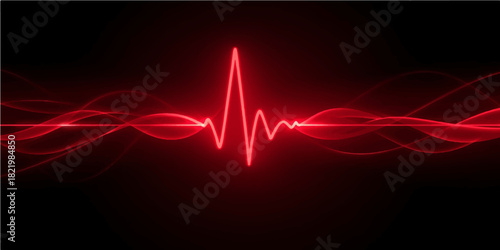 Abstract red medical background with digital cardiogram heartbeat pulse line graph for health and love illustration