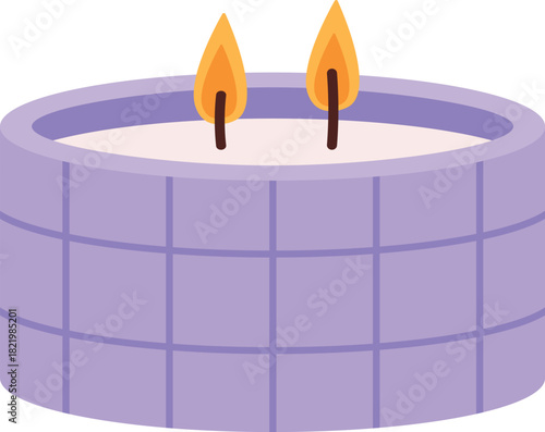 A purple candle with two candles in it
