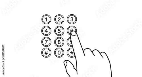 A hand pressing a button on a keypad showing interaction and digital input