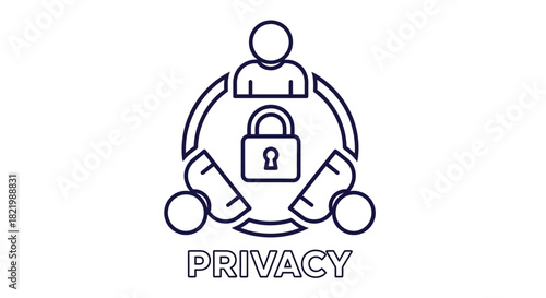 A person surrounded by a protective circle with a padlock symbolizing data privacy