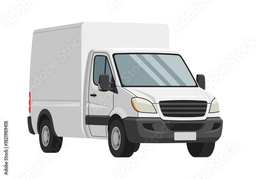 White Delivery Van Illustration A Versatile Commercial Transport Vehicle on a White Background