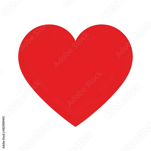 Shiny red heart illustration isolated on a white background, symbolizing love, romance, passion, and Valentine's Day celebration