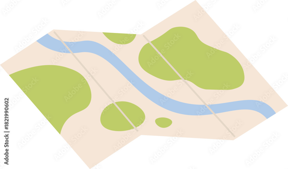 Fototapeta premium A map of a river with green hills and trees