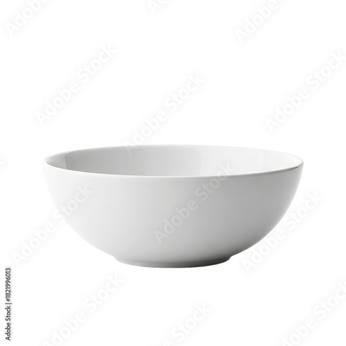 White Ceramic Bowl Isolated on Black Background Minimalist Kitchenware Dish Modern Tableware on transparent background