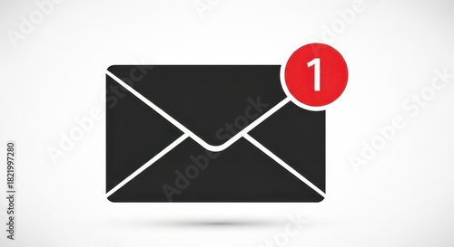 Free Download New Email Notification Icon with One Unread Message – Modern Communication Alert Symbol - GFXLoad