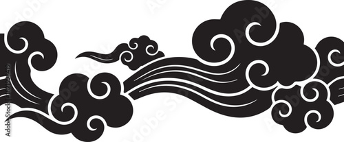 Traditional japanese cloud design with swirling patterns and wind elements