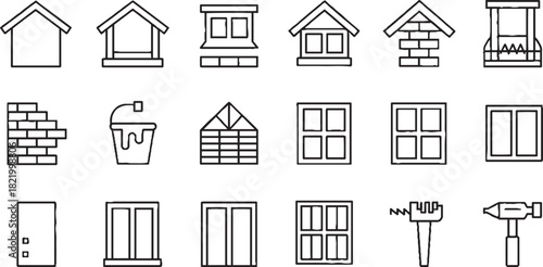 Abstract geometric composition with bold lines and vibrant color accents in red green blue and yellow