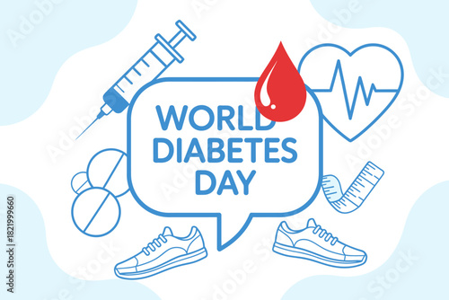 Conceptual Illustration for World Diabetes Day Focusing on Prevention and Management Strategies for Health and Wellness