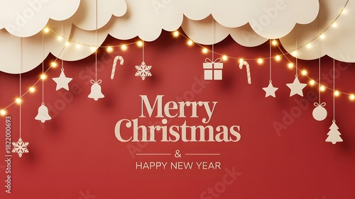Merry christmas and happy new year with christmas ornaments decoration