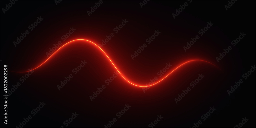 Foto Red sinusoidal wave on black background abstract glowing light pattern