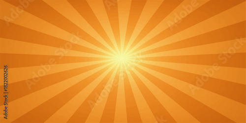 Vibrant orange sunburst background with radial lines and glowing center