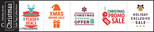 Grab attention with vibrant Christmas sale tags for your holiday promotions and special offers, perfect for retail marketing campaigns