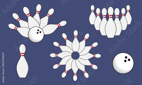 Set of vector bowling kegling