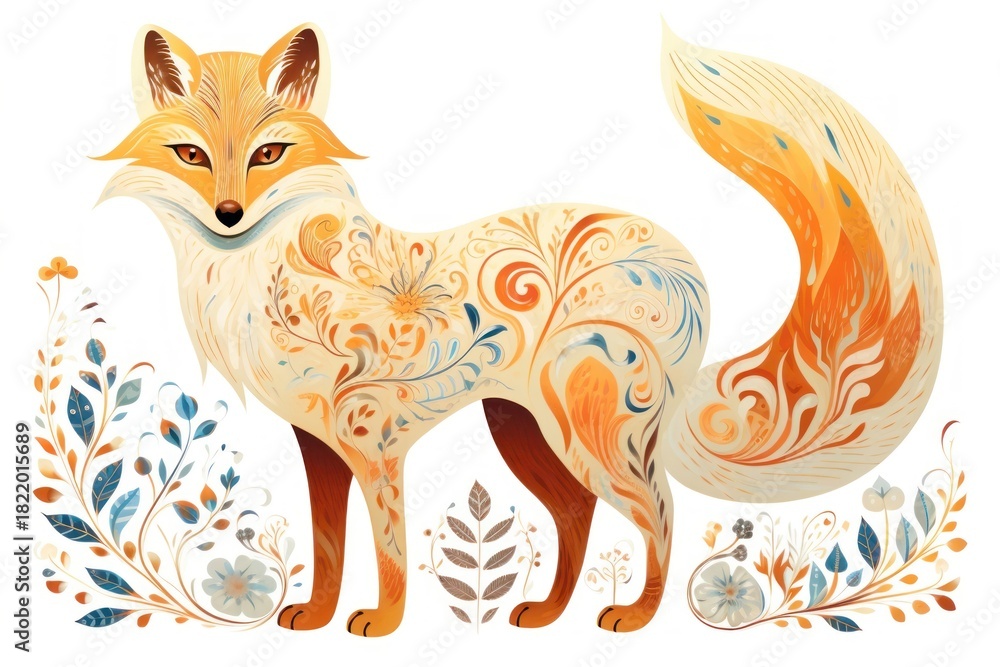 Naklejka premium Fox drawing animal mammal.
