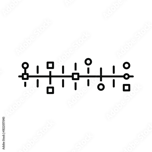 Simple linear timeline chart with markers for project tracking