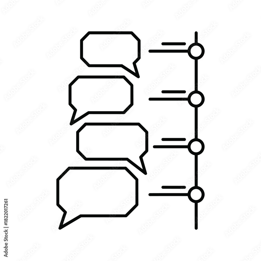 Obraz premium Chat bubble timeline for communication and message history icon.