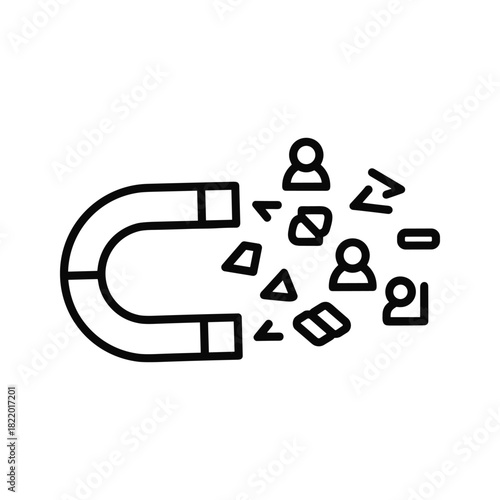 Digital marketing magnet drawing in prospects and important data.