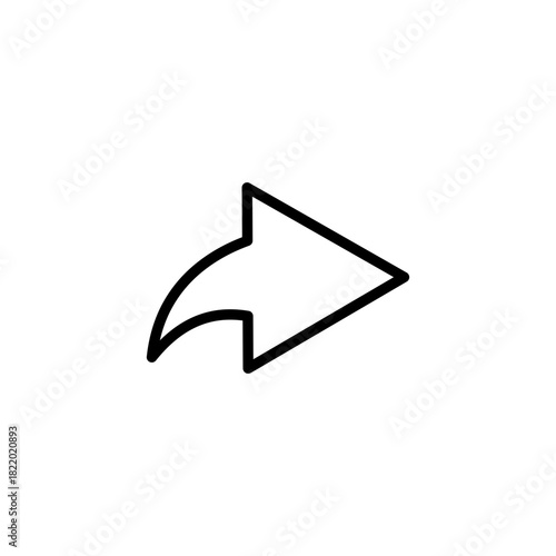 Share arrow outline icon pointing right, curved tail, symbolizing forwarding, sending, or sharing. minimalist vector graphic for ui/ux design.