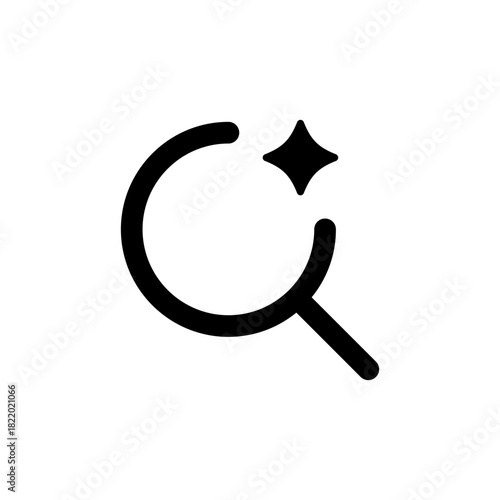 Optimized search magnifying glass icon with sparkle symbol, representing quality data filtering, refinement, and precise results