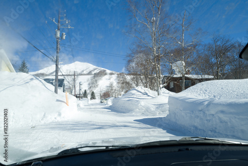 Niseko Ski resort Road covered in snow