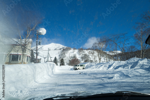 Niseko Ski resort Road covered in snow