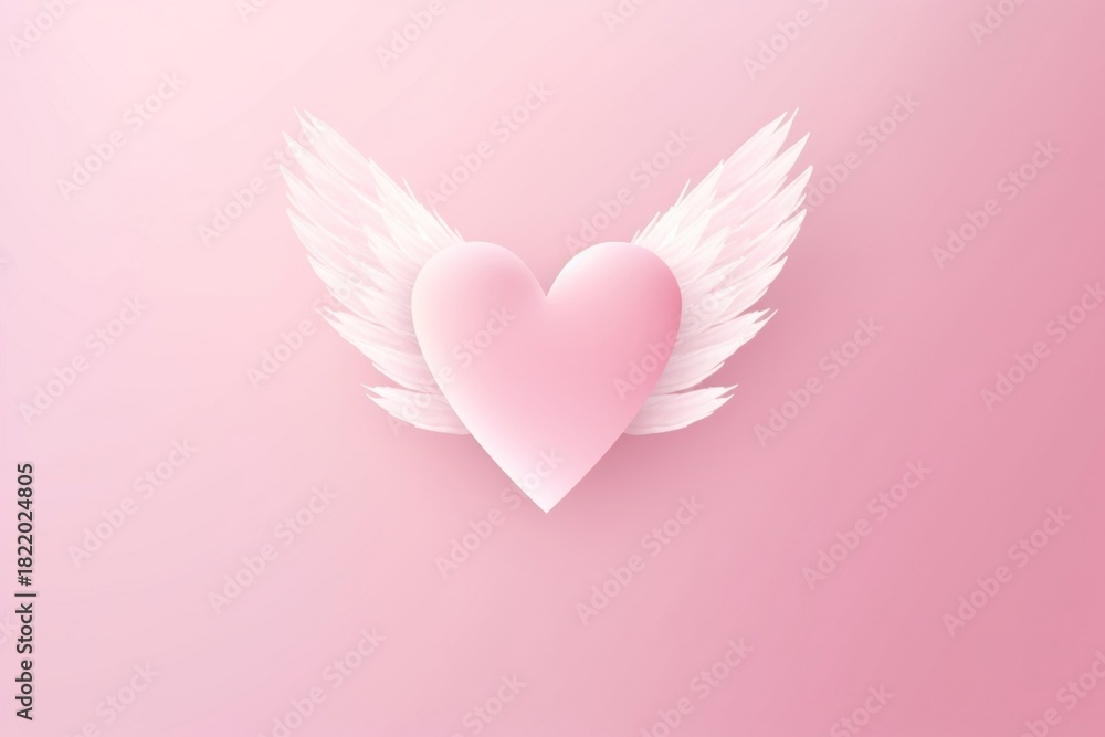 Fototapeta premium Heart love pink bird.