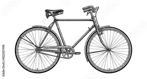 Detailed vintage bicycle drawing with classic style elements