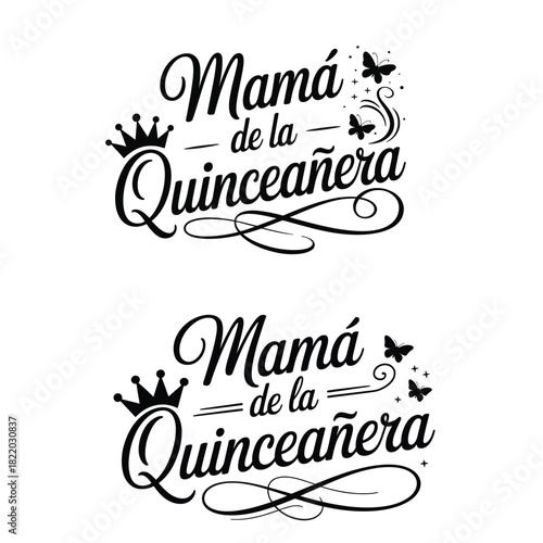 Celebrate Mom's Quinceañera with this beautiful bundle set collection vector design, perfect vector design for invitations, decorations, and gifts, honoring her love Print