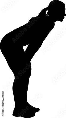 Woman silhouette bent over exhausted post workout