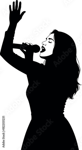 Singer silhouette performing with microphone