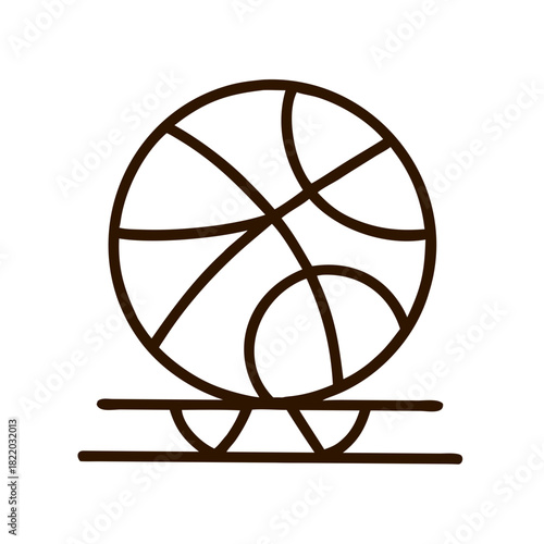 Basketball icon illustrated with geometric lines and curves  
