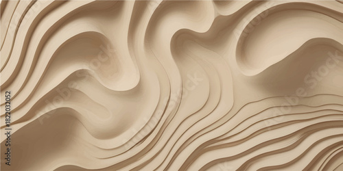 Brown wood texture backdrop with abstract smooth silk pattern waves