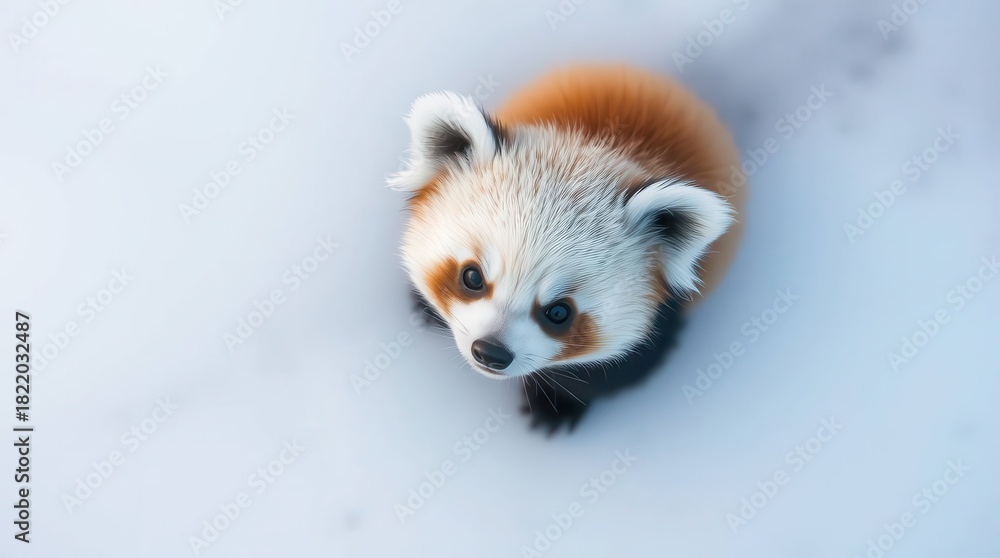 Obraz premium Adorable red panda looking up with hopeful eyes