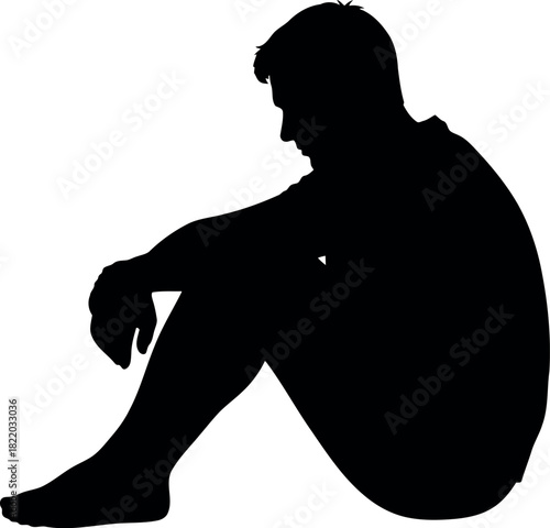 Man silhouette sitting sadness