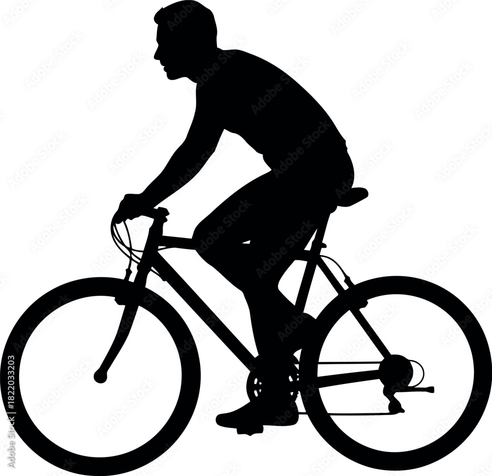 Fototapeta premium Cyclist silhouette active man riding bicycle