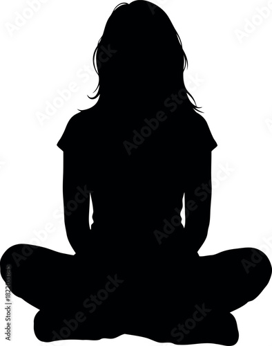 Woman silhouette meditating lotus pose