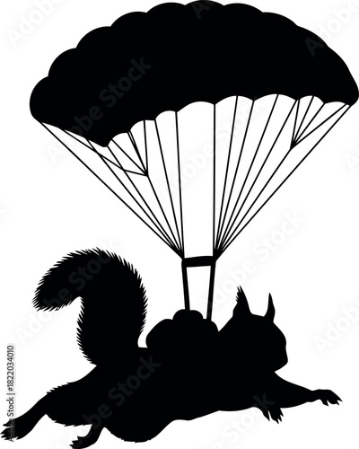 Squirrel skydiving silhouette
