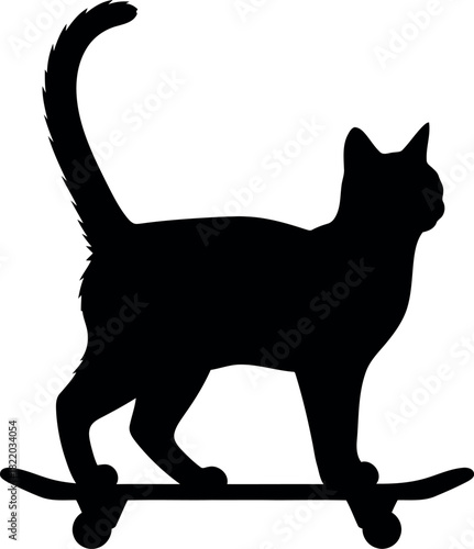Black cat silhouette on skateboard
