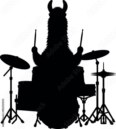 Llama drummer silhouette