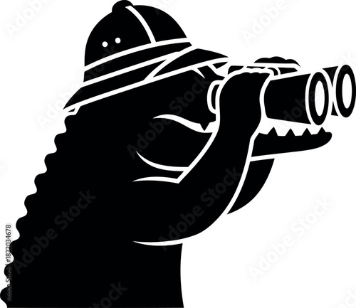 Crocodile explorer with binoculars