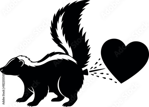 Skunk spraying heart symbol