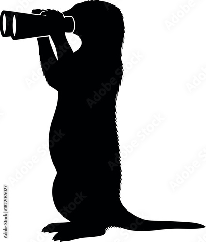 Silhouette of otter holding camera wildlife photographer