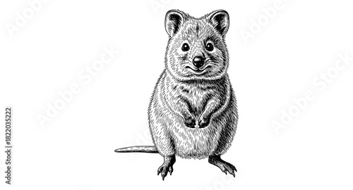 Adorable quokka sketch art reflecting charm and curiosity